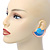Light Blue Enamel 'Half Moon' Egyptian Style Stud Earrings In Gold Plating - 45mm Width - view 7