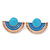 Light Blue Enamel 'Half Moon' Egyptian Style Stud Earrings In Gold Plating - 45mm Width - view 8