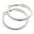 Medium White Enamel Hoop Earrings In Silver Tone - 40mm Diameter - view 7
