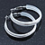 Medium White Enamel Hoop Earrings In Silver Tone - 40mm Diameter - view 3