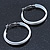 Medium White Enamel Hoop Earrings In Silver Tone - 40mm Diameter - view 8