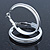 Medium White Enamel Hoop Earrings In Silver Tone - 40mm Diameter - view 2
