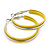 Medium Yellow Enamel Hoop Earrings In Silver Tone - 40mm Diameter - view 3