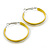 Medium Yellow Enamel Hoop Earrings In Silver Tone - 40mm Diameter - view 5