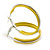 Medium Yellow Enamel Hoop Earrings In Silver Tone - 40mm Diameter - view 2