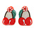 Children's/ Teen's / Kid's Fimo Orange, Red/Green Cherry & Pink Guava Fruit Stud Earrings Set - 10mm Across - view 3