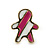 Children's/ Teen's / Kid's Small Deep Pink, White Enamel 'Gingerbread Man' Stud Earrings In Gold Plating - 10mm Length - view 2