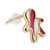 Children's/ Teen's / Kid's Small Deep Pink, White Enamel 'Gingerbread Man' Stud Earrings In Gold Plating - 10mm Length - view 3