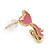 Children's/ Teen's / Kid's Small Pink Enamel 'Kitty' Stud Earrings In Gold Plating - 12mm Length - view 3