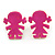 Children's/ Teen's / Kid's Small Deep Pink Enamel 'Little Girl' Stud Earrings In Gold Plating - 13mm Length