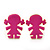 Children's/ Teen's / Kid's Small Deep Pink Enamel 'Little Girl' Stud Earrings In Gold Plating - 13mm Length - view 6