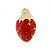 Children's/ Teen's / Kid's Tiny Red Enamel 'Strawberry' Stud Earrings In Gold Plating - 9mm Length - view 2