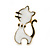 Children's/ Teen's / Kid's Small White Enamel 'Cat' Stud Earrings In Gold Plating - 15mm Length - view 2
