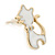 Children's/ Teen's / Kid's Small White Enamel 'Cat' Stud Earrings In Gold Plating - 15mm Length - view 3