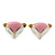 Children's/ Teen's / Kid's Tiny Pink/ White Enamel 'Fox' Stud Earrings In Gold Plating - 10mm Width
