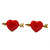 Children's/ Teen's / Kid's Small Red Enamel 'Heart And Arrow' Stud Earrings In Gold Plating - 16mm Width
