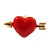 Children's/ Teen's / Kid's Small Red Enamel 'Heart And Arrow' Stud Earrings In Gold Plating - 16mm Width - view 2