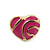 Children's/ Teen's / Kid's Tiny Deep Pink Enamel 'Heart' Stud Earrings In Gold Plating - 8mm Length - view 2