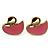 Children's/ Teen's / Kid's Small Pink Enamel 'Swan' Stud Earrings In Gold Plating - 10mm Width