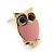 Children's/ Teen's / Kid's Tiny Pink Enamel 'Owl' Stud Earrings In Gold Plating - 10mm Length - view 3