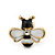 Children's/ Teen's / Kid's Tiny Black/ White Enamel 'Bee' Stud Earrings In Gold Plating - 10mm Diameter - view 2