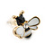 Children's/ Teen's / Kid's Tiny Black/ White Enamel 'Bee' Stud Earrings In Gold Plating - 10mm Diameter - view 3