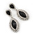 Prom/ Bridal Diamante Black/ Clear Oval Drop Earrings In Rhodium Plating - 50mm Length - view 8