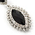 Prom/ Bridal Diamante Black/ Clear Oval Drop Earrings In Rhodium Plating - 50mm Length - view 6