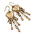 Vintage Inspired Crystal Bead Heart Earrings With Dangles In Antique Gold Tone - 60mm L - view 6