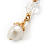 Vintage Inspired Simulated Pearl Bead Drop Earrings In Gold Tone - 50mm Length - view 5