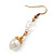 Vintage Inspired Simulated Pearl Bead Drop Earrings In Gold Tone - 50mm Length - view 7