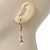 Vintage Inspired Simulated Pearl Bead Drop Earrings In Gold Tone - 50mm Length - view 3