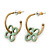 Vintage Inspired Small Hoop With Mint Flower Earrings In Gold Plating - 18mm Diamater
