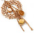 Gold Tone 'Wreath With Chain Dangles' Drop Earrings - 80mm Length - view 4