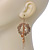 Gold Tone 'Wreath With Chain Dangles' Drop Earrings - 80mm Length - view 7