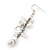 Silver Tone Glass, Simulated Pearl Bead Chain Drop Earrings - 65mm Length - view 5