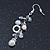 Silver Tone Glass, Simulated Pearl Bead Chain Drop Earrings - 65mm Length - view 2