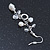 Silver Tone Glass, Simulated Pearl Bead Chain Drop Earrings - 65mm Length - view 3