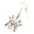 Silver Plated Clear Crystal 'Crown' Drop Earrings - 45mm Length - view 6