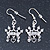 Silver Plated Clear Crystal 'Crown' Drop Earrings - 45mm Length