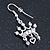 Silver Plated Clear Crystal 'Crown' Drop Earrings - 45mm Length - view 2