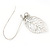 Vintage Inspired Diamante Filigree 'Leaf' Drop Earrings In Matt Silver Tone - 65mm L - view 7