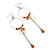 Silver Tone Brown Bead, Shell Flower Charm Hoop Earrings - 12cm Length
