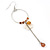 Silver Tone Brown Bead, Shell Flower Charm Hoop Earrings - 12cm Length - view 6