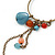Antique Gold Semiprecious Bead, Chain Hoop Earrings - 12cm Length - view 3