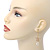 Matt Gold Tone Crystal Flower Drop Earrings - 55mm Length - view 3