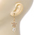 Matt Gold Tone Crystal Flower Drop Earrings - 55mm Length - view 4