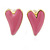 Children's/ Teen's / Kid's Pink Heart, Red Lips, Orange Mirror Stud Earring Set In Gold Tone - 10-12mm - view 4