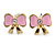 Children's/ Teen's / Kid's Pink Bow, Red Heart, Deep Pink Heart Stud Earring Set In Gold Tone - 8-10mm - view 2