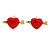 Children's/ Teen's / Kid's Pink Bow, Red Heart, Deep Pink Heart Stud Earring Set In Gold Tone - 8-10mm - view 3